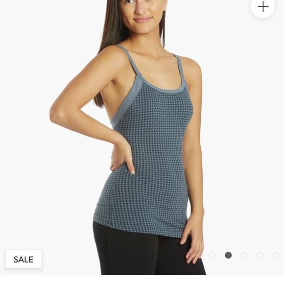 HardTail shelf tank Fastback Bra blue houndstooth. yoga support, spaghetti strap - Picture 10 of 11